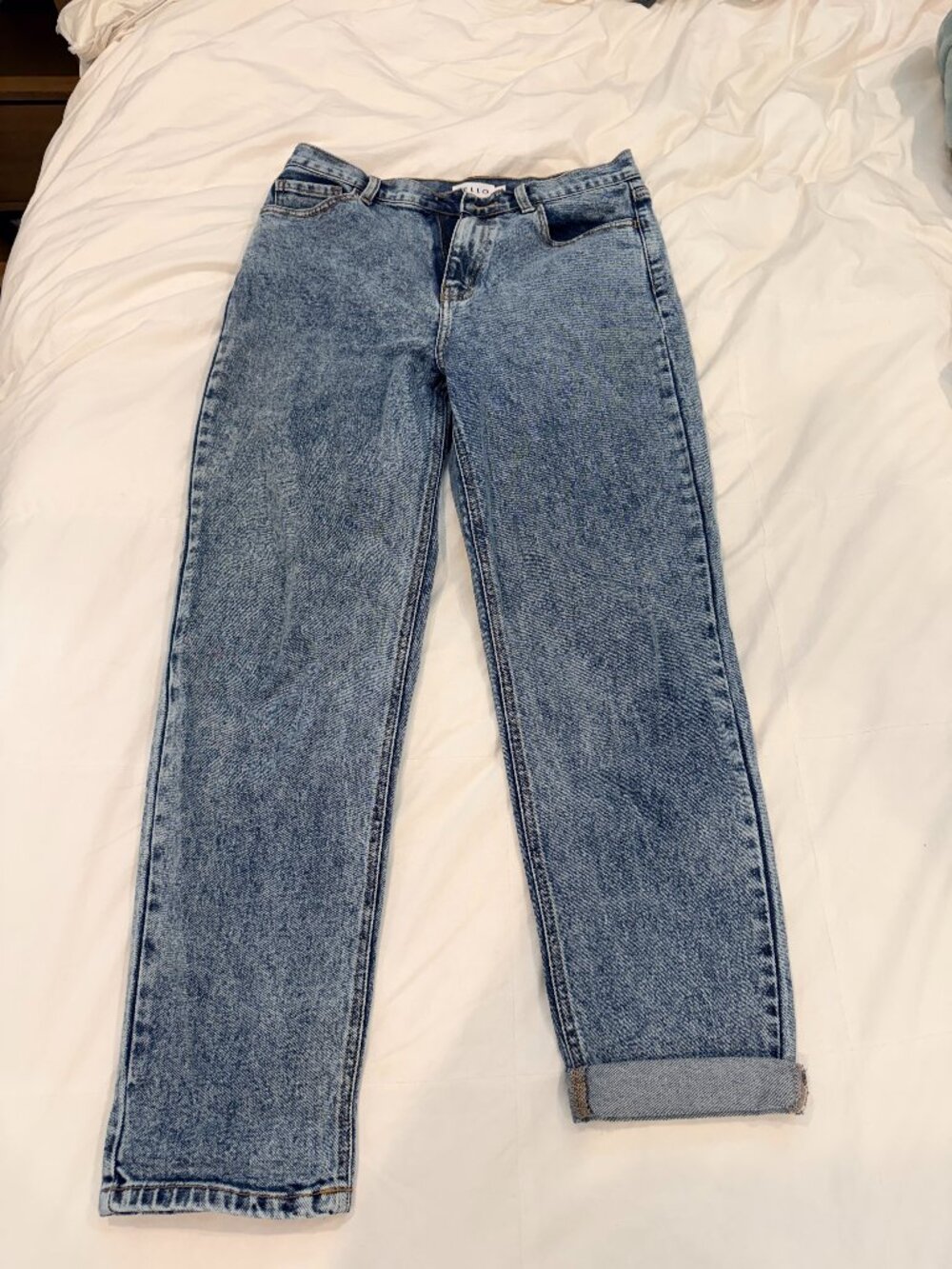 Cello High Rise Mom Jeans Acid Wash Straight Leg Blue Denim Size 9